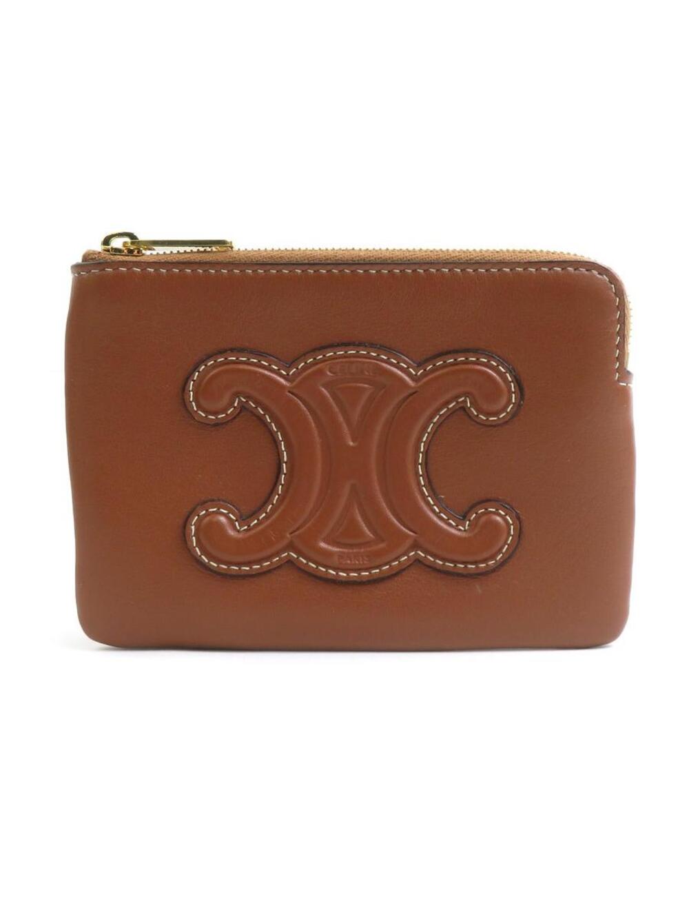 Auth Celine Coin Purse Case Brown/Gold #303168C47B